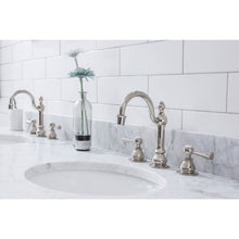 Load image into Gallery viewer, Water Creation Embassy 72 Inch Wide Double Wash Stand, P-Trap, Counter Top with Basin, F2-0012 Faucet and Mirror included in Polished Nickel (PVD) Finish- Water Creation