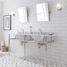 Load image into Gallery viewer, Water Creation Embassy 72 Inch Wide Double Wash Stand, P-Trap, Counter Top with Basin, and F2-0012 Faucet included in Polished Nickel (PVD) Finish- Water Creation