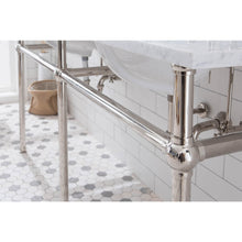Load image into Gallery viewer, Water Creation Embassy 72 Inch Wide Double Wash Stand, P-Trap, Counter Top with Basin, F2-0012 Faucet and Mirror included in Polished Nickel (PVD) Finish- Water Creation