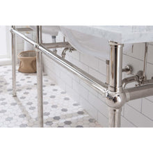 Load image into Gallery viewer, Water Creation Embassy 72 Inch Wide Double Wash Stand, P-Trap, Counter Top with Basin, and F2-0012 Faucet included in Polished Nickel (PVD) Finish- Water Creation