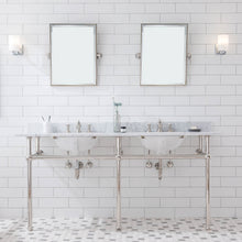 Load image into Gallery viewer, Water Creation Embassy 72 Inch Wide Double Wash Stand, P-Trap, Counter Top with Basin, and F2-0013 Faucet included in Polished Nickel (PVD) Finish- Water Creation