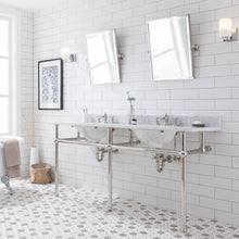 Load image into Gallery viewer, Water Creation Embassy 72 Inch Wide Double Wash Stand, P-Trap, Counter Top with Basin, and F2-0013 Faucet included in Polished Nickel (PVD) Finish- Water Creation