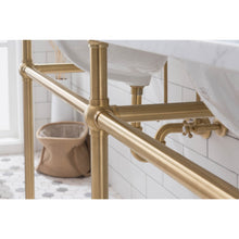 Load image into Gallery viewer, Water Creation Embassy 72 Inch Wide Double Wash Stand, P-Trap, Counter Top with Basin, F2-0013 Faucet and Mirror included in Satin Gold Finish- Water Creation