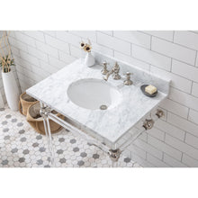 Load image into Gallery viewer, Water Creation Empire 30 Inch Wide Single Wash Stand, P-Trap, Counter Top with Basin, and F2-0013 Faucet included in Polished Nickel (PVD) Finish- Water Creation