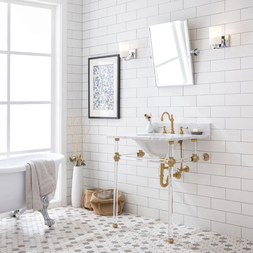 Water Creation Empire 30 Inch Wide Single Wash Stand and P-Trap included in Satin Gold Finish- Water Creation