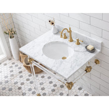 Load image into Gallery viewer, Water Creation Empire 30 Inch Wide Single Wash Stand, P-Trap, Counter Top with Basin, and F2-0012 Faucet included in Satin Gold Finish- Water Creation