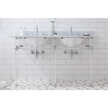 Load image into Gallery viewer, Water Creation Empire 60 Inch Wide Double Wash Stand, P-Trap, Counter Top with Basin, and F2-0012 Faucet included in Chrome Finish- Water Creation