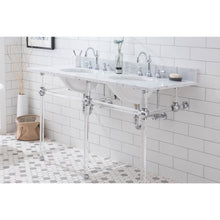 Load image into Gallery viewer, Water Creation Empire 60 Inch Wide Double Wash Stand, P-Trap, Counter Top with Basin, and F2-0012 Faucet included in Chrome Finish- Water Creation