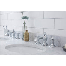 Load image into Gallery viewer, Water Creation Empire 60 Inch Wide Double Wash Stand, P-Trap, Counter Top with Basin, and F2-0013 Faucet included in Chrome Finish- Water Creation