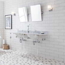 Load image into Gallery viewer, Water Creation Empire 60 Inch Wide Double Wash Stand, P-Trap, Counter Top with Basin, and F2-0013 Faucet included in Chrome Finish- Water Creation