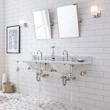 Load image into Gallery viewer, Water Creation Empire 60 Inch Wide Double Wash Stand, P-Trap, Counter Top with Basin, and F2-0012 Faucet included in Polished Nickel (PVD) Finish- Water Creation