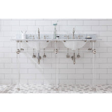 Load image into Gallery viewer, Water Creation Empire 60 Inch Wide Double Wash Stand, P-Trap, Counter Top with Basin, and F2-0012 Faucet included in Polished Nickel (PVD) Finish- Water Creation