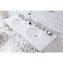 Load image into Gallery viewer, Water Creation Empire 60 Inch Wide Double Wash Stand, P-Trap, Counter Top with Basin, and F2-0012 Faucet included in Polished Nickel (PVD) Finish- Water Creation