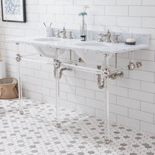 Load image into Gallery viewer, Water Creation Empire 60 Inch Wide Double Wash Stand, P-Trap, Counter Top with Basin, F2-0013 Faucet and Mirror included in Polished Nickel (PVD) Finish- Water Creation