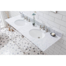 Load image into Gallery viewer, Water Creation Empire 60 Inch Wide Double Wash Stand, P-Trap, Counter Top with Basin, and F2-0013 Faucet included in Polished Nickel (PVD) Finish- Water Creation