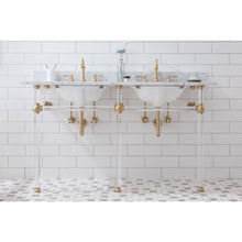 Load image into Gallery viewer, Water Creation Empire 60 Inch Wide Double Wash Stand, P-Trap, and Counter Top with Basin included in Satin Gold Finish- Water Creation