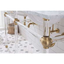 Load image into Gallery viewer, Water Creation Empire 60 Inch Wide Double Wash Stand, P-Trap, Counter Top with Basin, F2-0013 Faucet and Mirror included in Satin Gold Finish- Water Creation