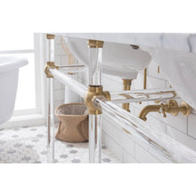 Load image into Gallery viewer, Water Creation Empire 60 Inch Wide Double Wash Stand, P-Trap, Counter Top with Basin, and F2-0013 Faucet included in Satin Gold Finish- Water Creation