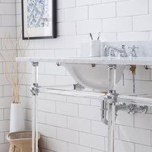 Load image into Gallery viewer, Water Creation Empire 72 Inch Wide Double Wash Stand, P-Trap, Counter Top with Basin, F2-0009 Faucet and Mirror included in Chrome Finish- Water Creation