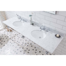 Load image into Gallery viewer, Water Creation Empire 72 Inch Wide Double Wash Stand, P-Trap, Counter Top with Basin, and F2-0009 Faucet included in Chrome Finish- Water Creation