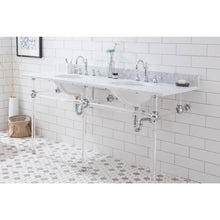 Load image into Gallery viewer, Water Creation Empire 72 Inch Wide Double Wash Stand, P-Trap, Counter Top with Basin, F2-0012 Faucet and Mirror included in Chrome Finish- Water Creation