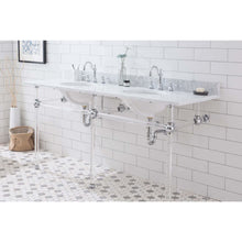 Load image into Gallery viewer, Water Creation Empire 72 Inch Wide Double Wash Stand, P-Trap, Counter Top with Basin, and F2-0012 Faucet included in Chrome Finish- Water Creation