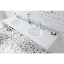 Load image into Gallery viewer, Water Creation Empire 72 Inch Wide Double Wash Stand, P-Trap, Counter Top with Basin, and F2-0012 Faucet included in Chrome Finish- Water Creation