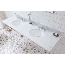 Load image into Gallery viewer, Water Creation Empire 72 Inch Wide Double Wash Stand, P-Trap, Counter Top with Basin, and F2-0013 Faucet included in Chrome Finish- Water Creation