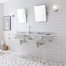 Load image into Gallery viewer, Water Creation Empire 72 Inch Wide Double Wash Stand, P-Trap, Counter Top with Basin, F2-0009 Faucet and Mirror included in Polished Nickel (PVD) Finish- Water Creation