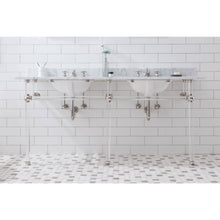 Load image into Gallery viewer, Water Creation Empire 72 Inch Wide Double Wash Stand, P-Trap, Counter Top with Basin, and F2-0009 Faucet included in Polished Nickel (PVD) Finish- Water Creation
