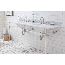 Load image into Gallery viewer, Water Creation Empire 72 Inch Wide Double Wash Stand, P-Trap, Counter Top with Basin, and F2-0012 Faucet included in Polished Nickel (PVD) Finish- Water Creation