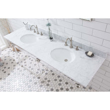 Load image into Gallery viewer, Water Creation Empire 72 Inch Wide Double Wash Stand, P-Trap, Counter Top with Basin, F2-0012 Faucet and Mirror included in Polished Nickel (PVD) Finish- Water Creation