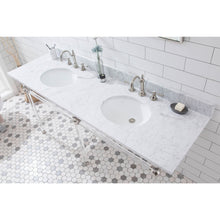 Load image into Gallery viewer, Water Creation Empire 72 Inch Wide Double Wash Stand, P-Trap, Counter Top with Basin, and F2-0012 Faucet included in Polished Nickel (PVD) Finish- Water Creation