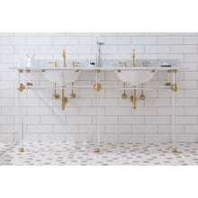 Load image into Gallery viewer, Water Creation Empire 72 Inch Wide Double Wash Stand, P-Trap, Counter Top with Basin, and F2-0012 Faucet included in Satin Gold Finish- Water Creation