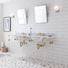 Load image into Gallery viewer, Water Creation Empire 72 Inch Wide Double Wash Stand, P-Trap, Counter Top with Basin, F2-0013 Faucet and Mirror included in Satin Gold Finish- Water Creation
