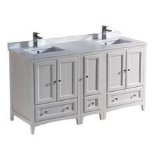 Load image into Gallery viewer, Fresca Oxford 60&quot; Antique White Traditional Double Sink Bathroom Cabinets w/ Top &amp; Sinks- Fresca