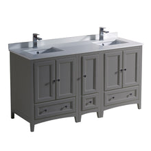 Load image into Gallery viewer, Fresca Oxford 60&quot; Gray Traditional Double Sink Bathroom Cabinets w/ Top &amp; Sinks- Fresca
