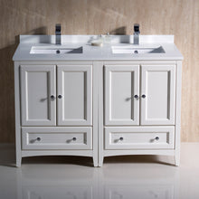 Load image into Gallery viewer, Fresca Oxford 48&quot; Antique White Traditional Double Sink Bathroom Cabinets w/ Top &amp; Sinks- Fresca