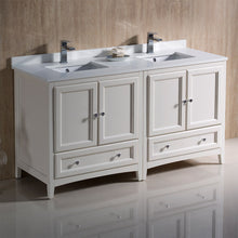 Load image into Gallery viewer, Fresca Oxford 60&quot; Antique White Traditional Double Sink Bathroom Cabinets w/ Top &amp; Sinks- Fresca