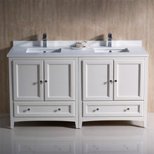 Load image into Gallery viewer, Fresca Oxford 60&quot; Antique White Traditional Double Sink Bathroom Cabinets w/ Top &amp; Sinks- Fresca