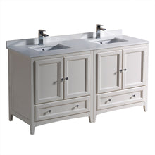 Load image into Gallery viewer, Fresca Oxford 60&quot; Antique White Traditional Double Sink Bathroom Cabinets w/ Top &amp; Sinks- Fresca