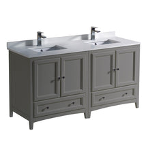 Load image into Gallery viewer, Fresca Oxford 60&quot; Gray Traditional Double Sink Bathroom Cabinets w/ Top &amp; Sinks- Fresca