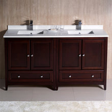 Load image into Gallery viewer, Fresca Oxford 60&quot; Mahogany Traditional Double Sink Bathroom Cabinets w/ Top &amp; Sinks- Fresca