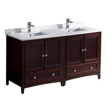 Load image into Gallery viewer, Fresca Oxford 60&quot; Mahogany Traditional Double Sink Bathroom Cabinets w/ Top &amp; Sinks- Fresca