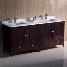 Load image into Gallery viewer, Fresca Oxford 72&quot; Mahogany Traditional Double Sink Bathroom Cabinets w/ Top &amp; Sinks- Fresca
