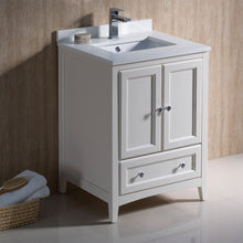 Load image into Gallery viewer, Fresca Oxford 24&quot; Antique White Traditional Bathroom Cabinet w/ Top &amp; Sinks- Fresca
