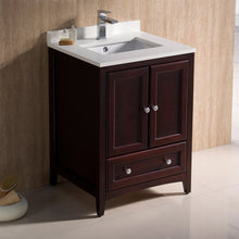 Load image into Gallery viewer, Fresca Oxford 24&quot; Mahogany Traditional Bathroom Cabinet w/ Top &amp; Sink- Fresca