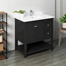 Load image into Gallery viewer, Fresca Manchester 36&quot; Black Traditional Bathroom Cabinet w/ Top &amp; Sink- Fresca