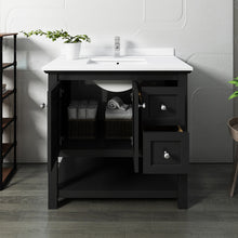 Load image into Gallery viewer, Fresca Manchester 36&quot; Black Traditional Bathroom Cabinet w/ Top &amp; Sink- Fresca