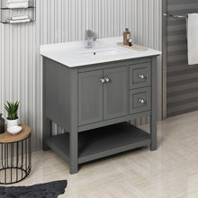 Load image into Gallery viewer, Fresca Manchester Regal 36&quot; Gray Wood Veneer Traditional Bathroom Cabinet w/ Top &amp; Sink- Fresca